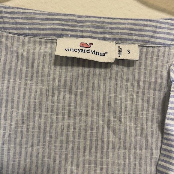 Vineyard Vines Easy Stripe Savannah Popover Tunic Top Long Sleeves Womens Blue S - Picture 2 of 11